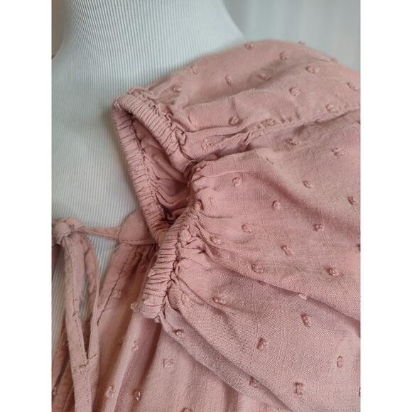 Perch by Blu Pepper Blouse Dusty Pink Swiss Dot Flouncy Flowy Long Sleeve 1XL - Picture 5 of 11